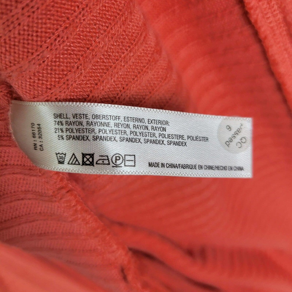 Saturday Sunday Womens Open Front Ribbed Cardigan Duster Size XS Orange Stretch - Picture 3 of 7
